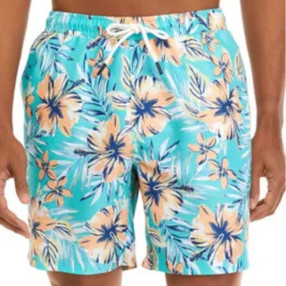 Crown & Ivy Swim Trunks Men's XL Multicolor Floral Pockets Swimwear Drawstring
